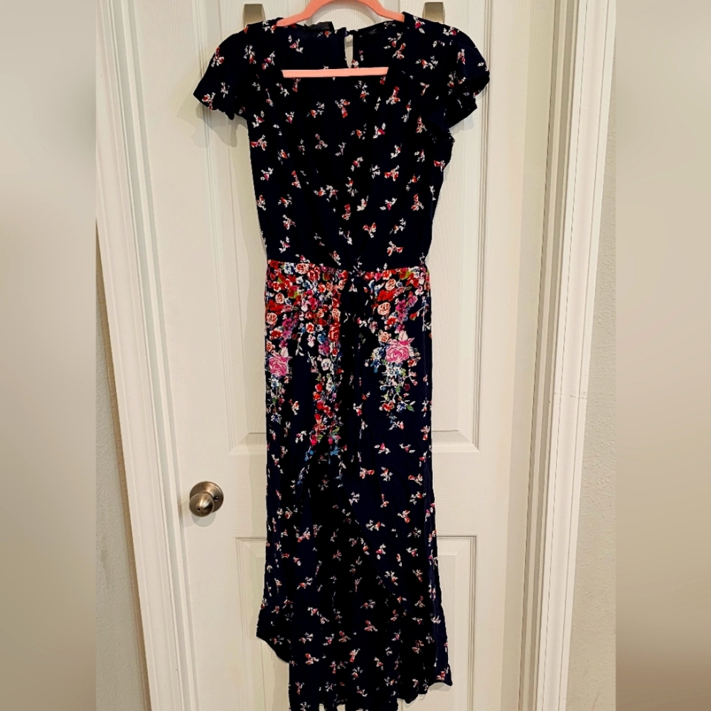 Beautiful Hi-low Floral Navy Romper